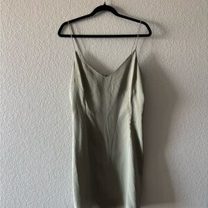 Missguided Olive Satin Slip Dress